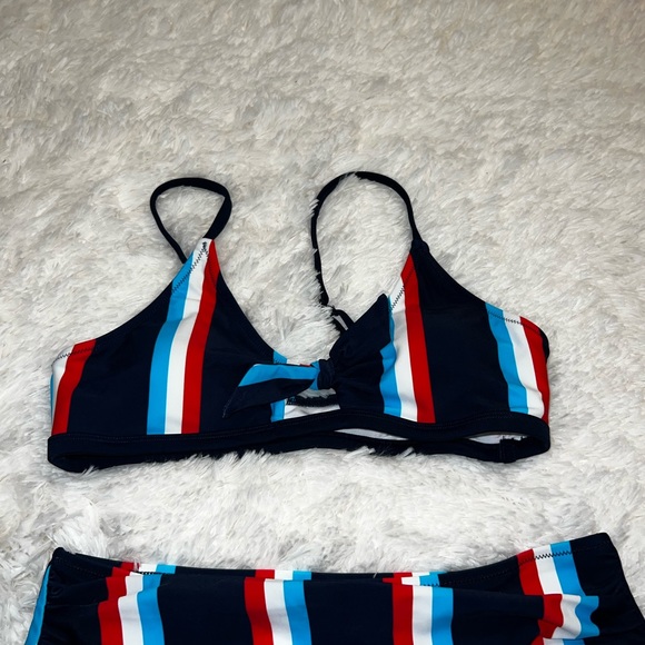 CUPSHE Women's Stripe Bikini Bowknot Shirred Swimsuit Small - Picture 4 of 6
